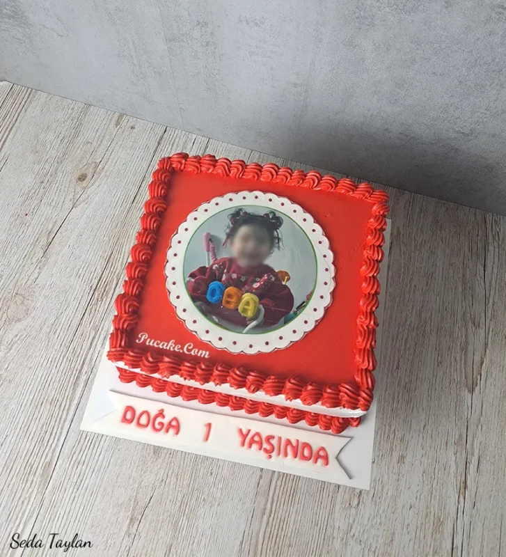 1 Yaş Fotoğraf Baskılı Pasta