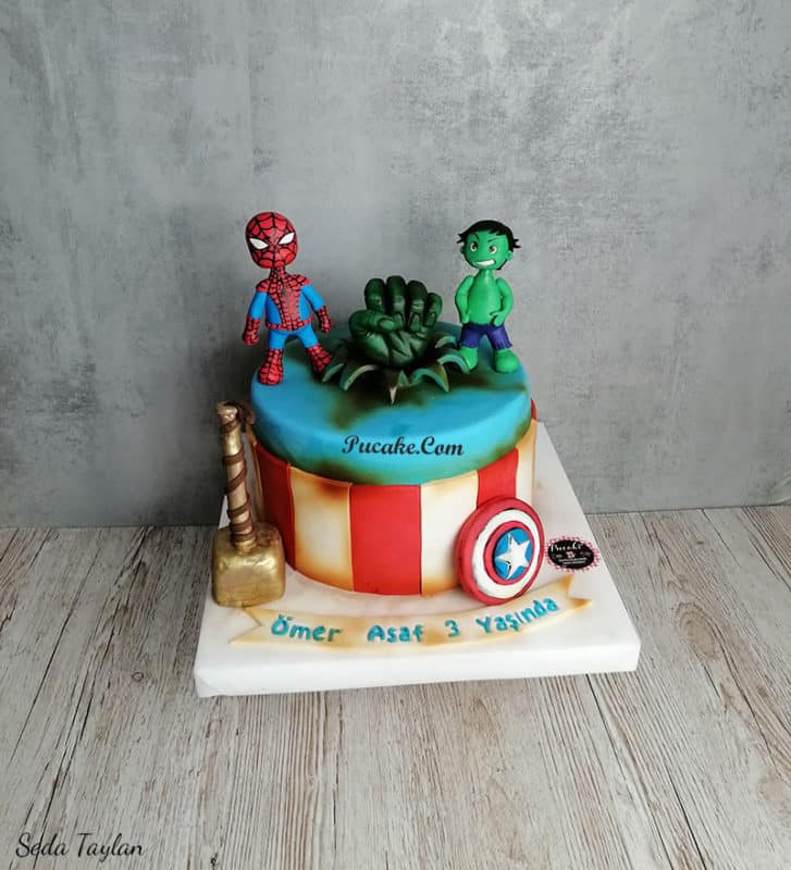 Baby Örümcek Adam ve Hulk (Butik) Pasta