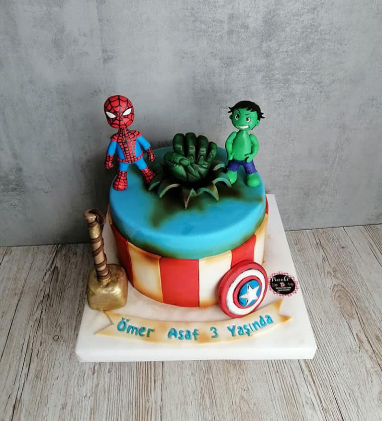 Baby Örümcek Adam ve Hulk (Butik) Pasta