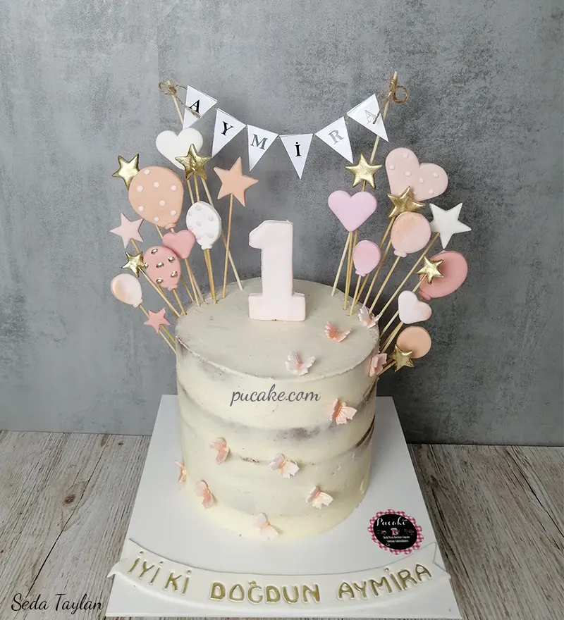 Balonlu Naked Cake - Görsel 2