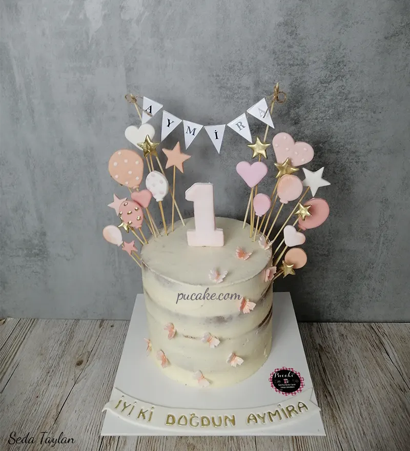 Balonlu Naked Cake - Görsel 3