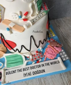 Alternative view of Dahiliye ve Tıp Temalı Kişiye Özel Doktor Pastası