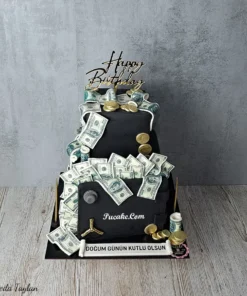 Dolar temalı butik pasta – Ankara özel tasarım