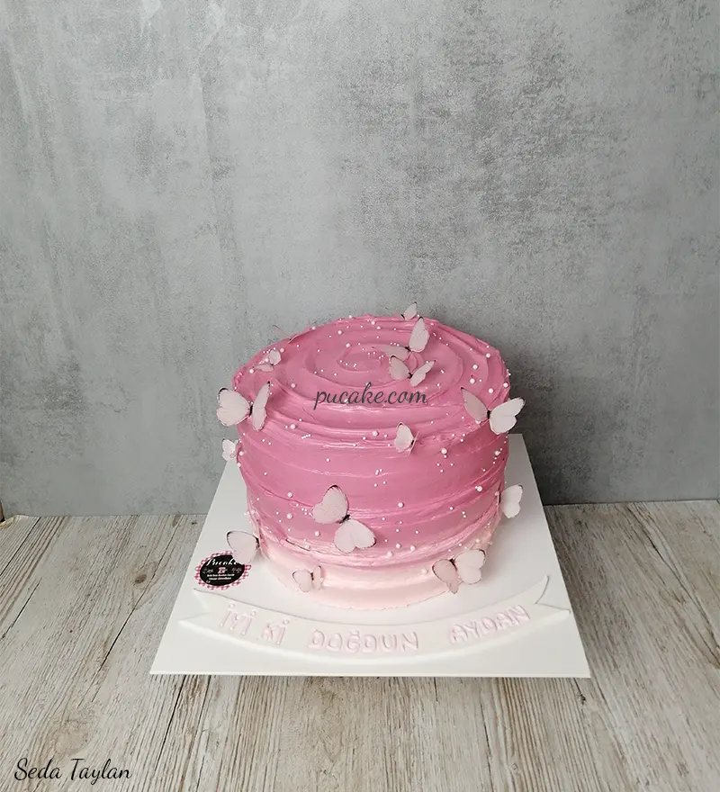 Pembe Kelebek Pasta - Görsel 2