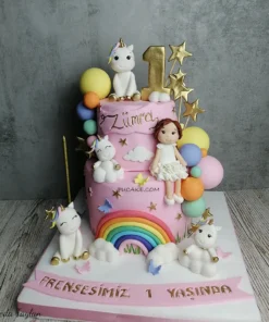 Unicorn Sevimli Kız Pasta