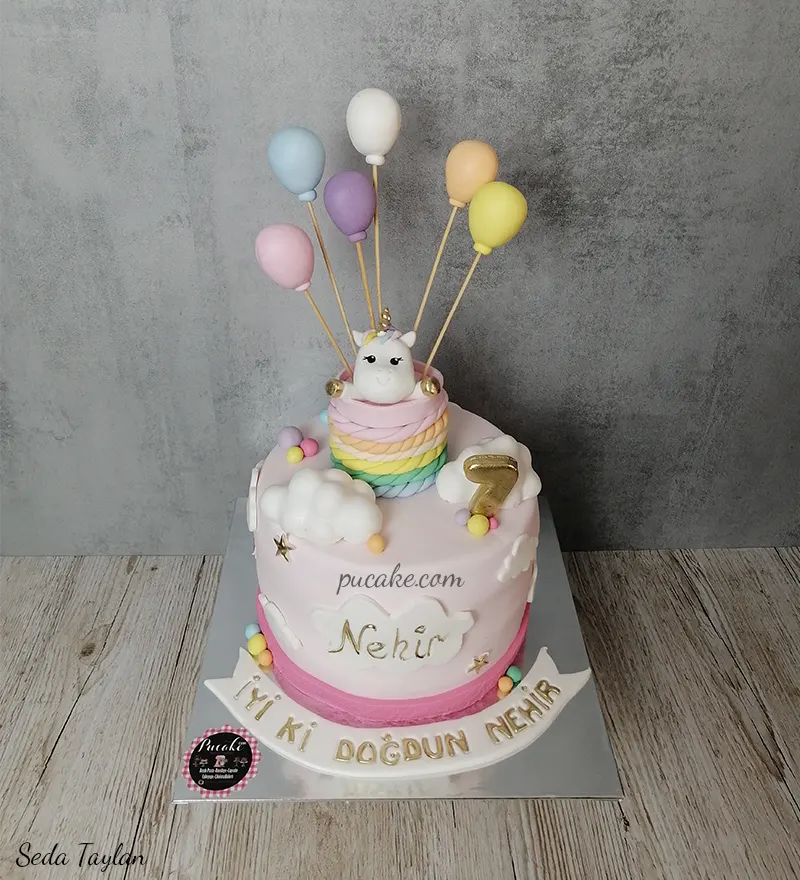 Unicorn Uçan Balon Pasta